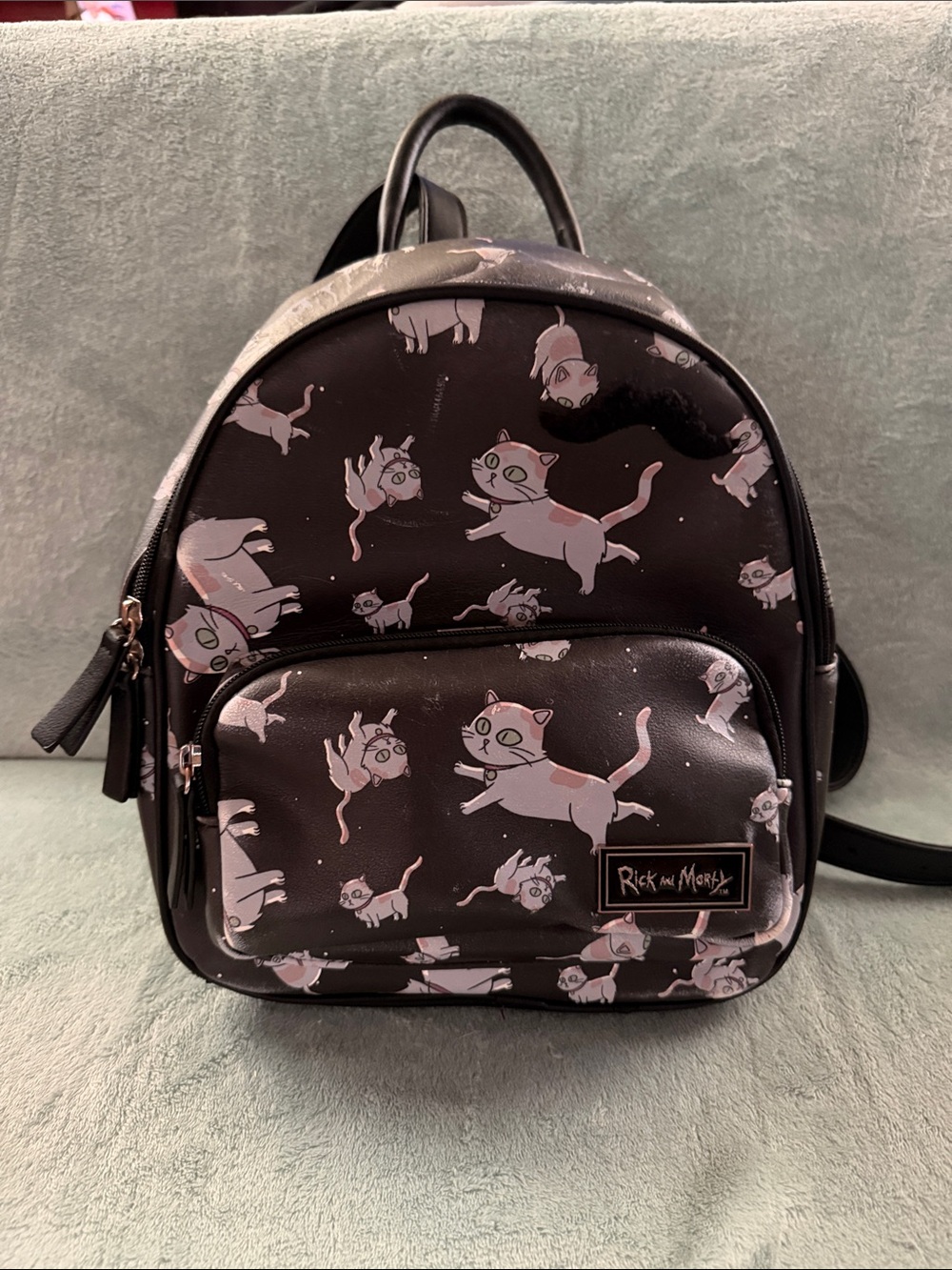 Rick and Morty space cat backpack with adjustable straps